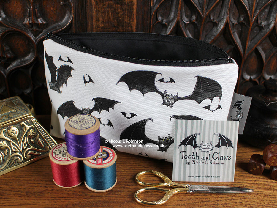 Gothic Bats Cosmetic Bag Pencil Case © Nicola L Robinson | Teeth and Claws