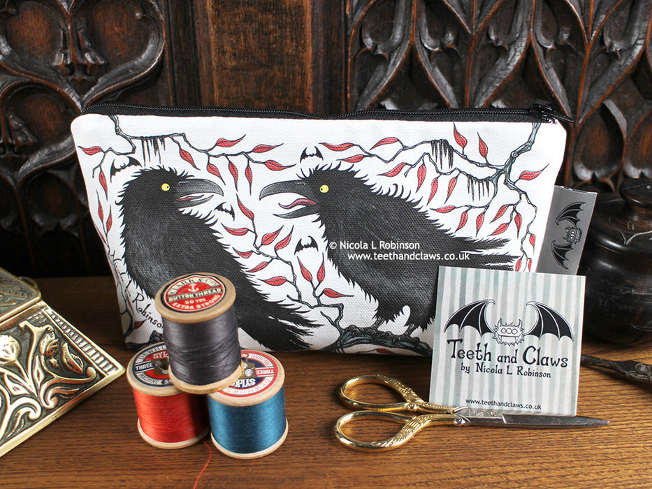 Crows Cosmetic Bag Pencil Case © Nicola L Robinson | Teeth and Claws | All rights reserved