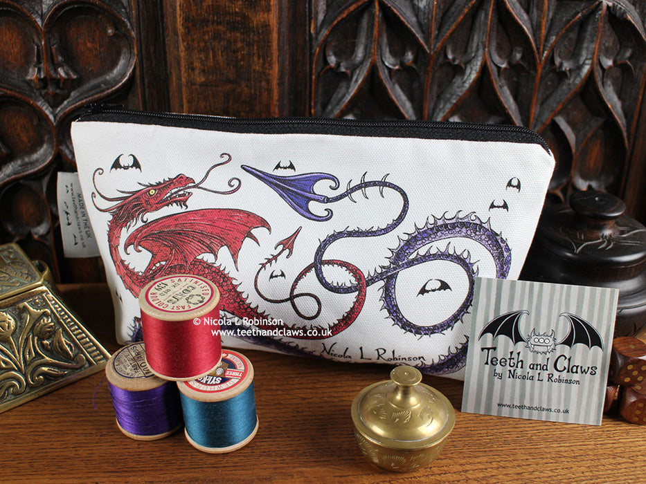 Purple Dragon Cosmetic Bag Pencil Case © Nicola L Robinson | Teeth and Claws